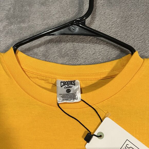 Crooks and Castles Shirt Men's Medium Yellow Medusa Skull Short Sleeve Shirt - Picture 5 of 7